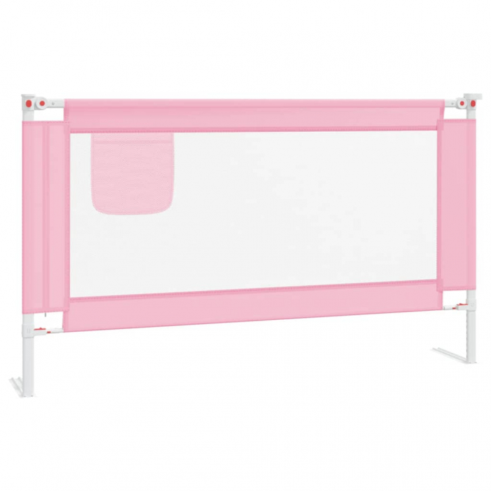 vidaXL Balustradă de protecție pat copii, roz, 140x25 cm, textil [2]
