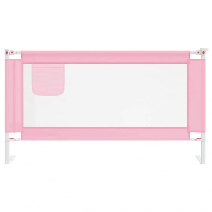 vidaXL Balustradă de protecție pat copii, roz, 150x25 cm, textil [3]
