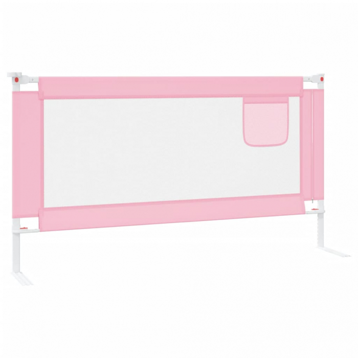 vidaXL Balustradă de protecție pat copii, roz, 160x25 cm, textil [4]