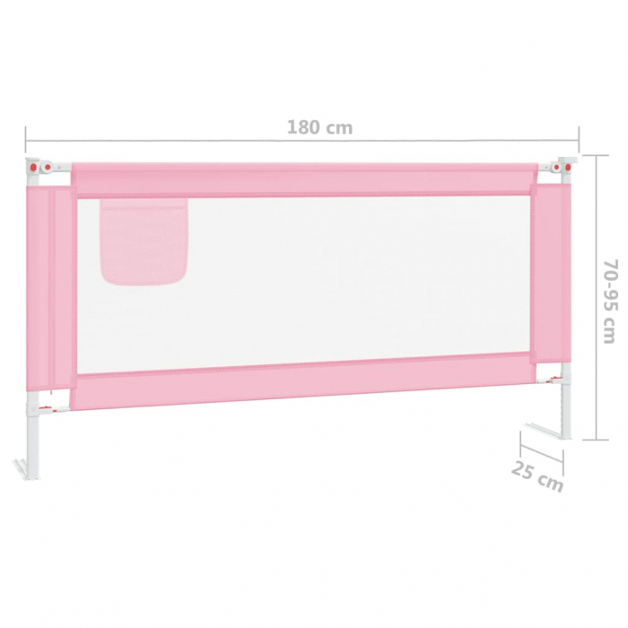 vidaXL Balustradă de protecție pat copii, roz, 180x25 cm, textil [8]