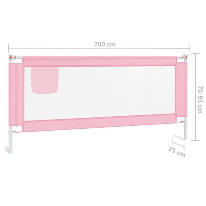 vidaXL Balustradă de protecție pat copii, roz, 200x25 cm, textil [8]