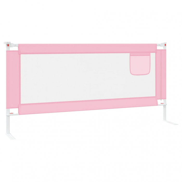 vidaXL Balustradă de protecție pat copii, roz, 200x25 cm, textil [4]