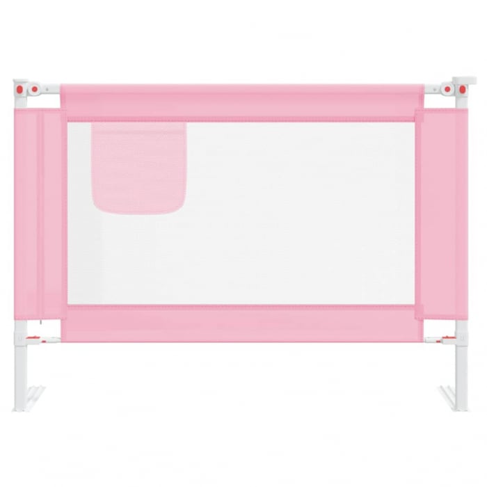vidaXL Balustradă de protecție pat copii, roz, 90x25 cm, textil [3]