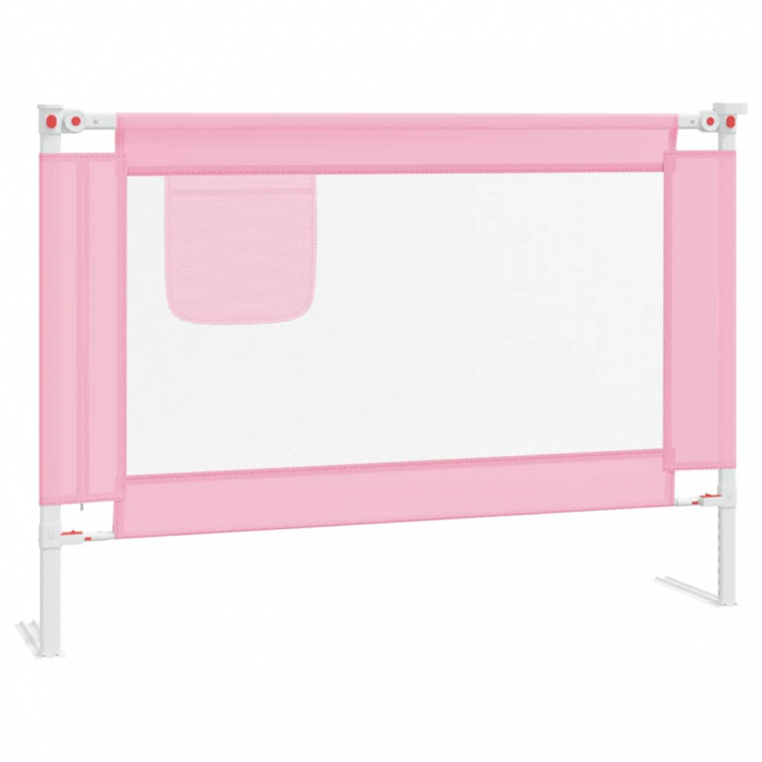 vidaXL Balustradă de protecție pat copii, roz, 90x25 cm, textil [2]