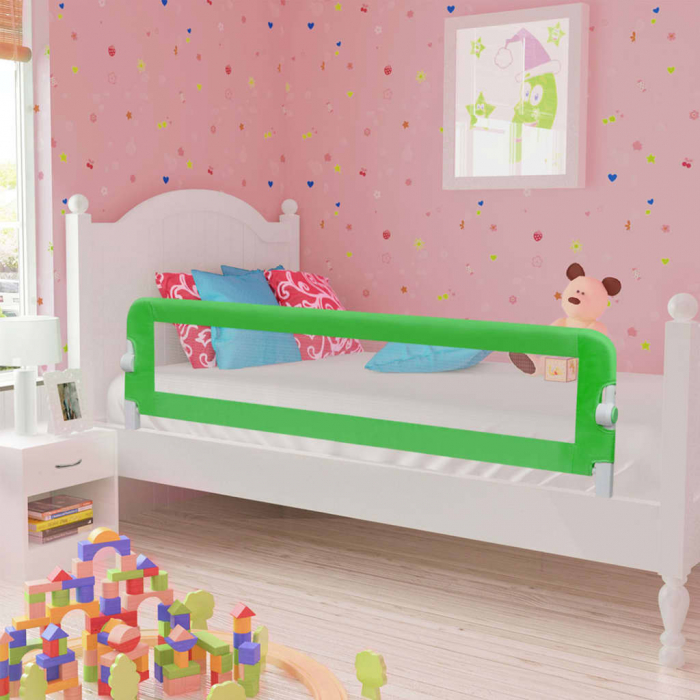 vidaXL Balustradă de protecție pat copii, verde, 120x42 cm, poliester [1]