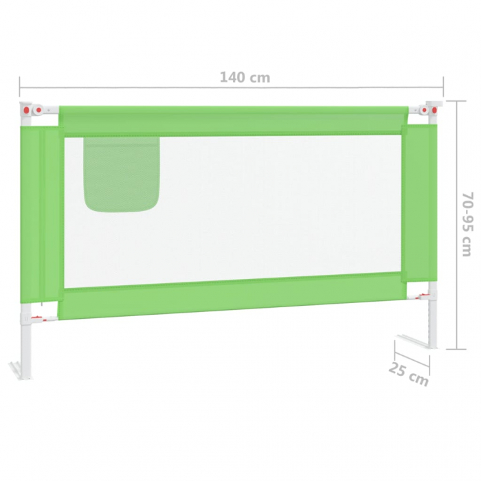 vidaXL Balustradă de protecție pat copii, verde, 140x25 cm, textil [8]