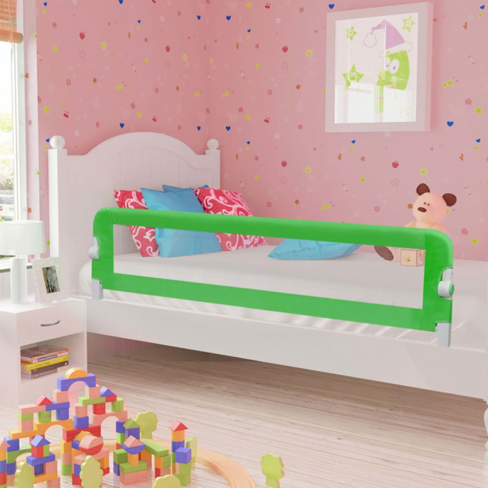 vidaXL Balustradă de protecție pat copii, verde, 180x42 cm, poliester [1]