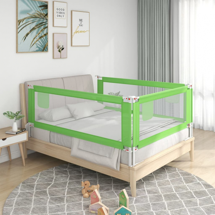 vidaXL Balustradă de protecție pat copii, verde, 200x25 cm, textil [1]