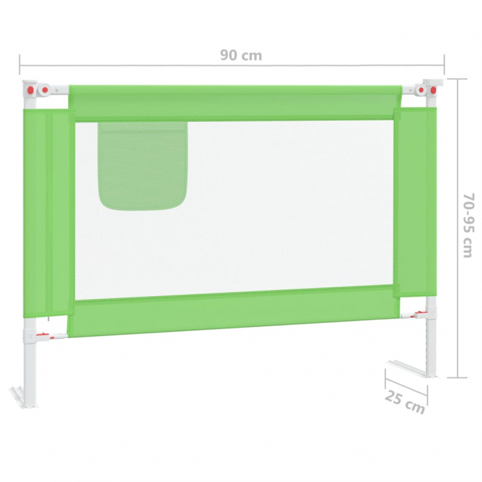 vidaXL Balustradă de protecție pat copii, verde, 90x25 cm, textil [8]