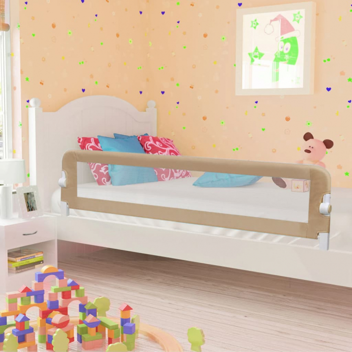 vidaXL Balustradă protecție pat copii, gri taupe, 180x42 cm, poliester [1]