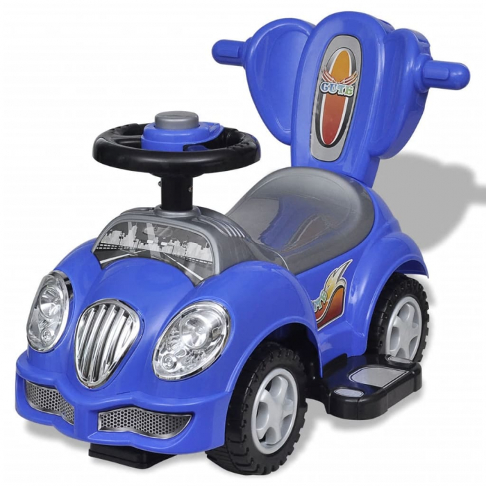 vidaXL mașină pentru copii cu bară de împingere, albastru  [3]