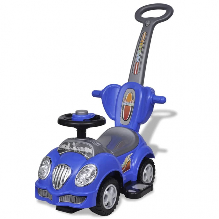 vidaXL mașină pentru copii cu bară de împingere, albastru  [2]