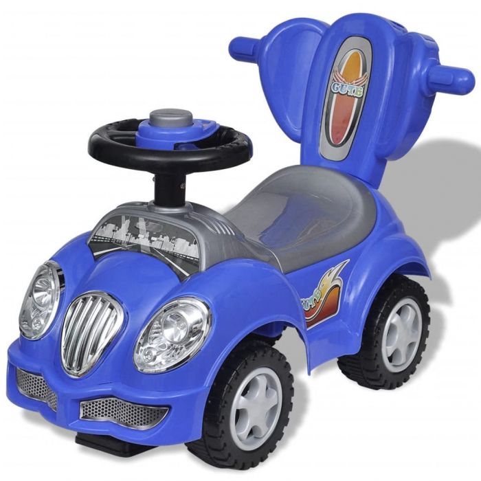 vidaXL mașină pentru copii cu bară de împingere, albastru  [4]