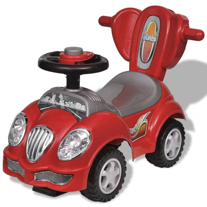 vidaXL mașină pentru copii cu bară de împingere, roșu [4]
