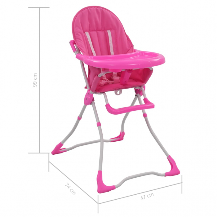 vidaXL Scaun de masă înalt pentru copii, roz și alb  [9]
