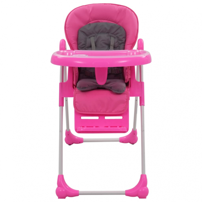 vidaXL Scaun de masă înalt pentru copii, roz și gri [2]