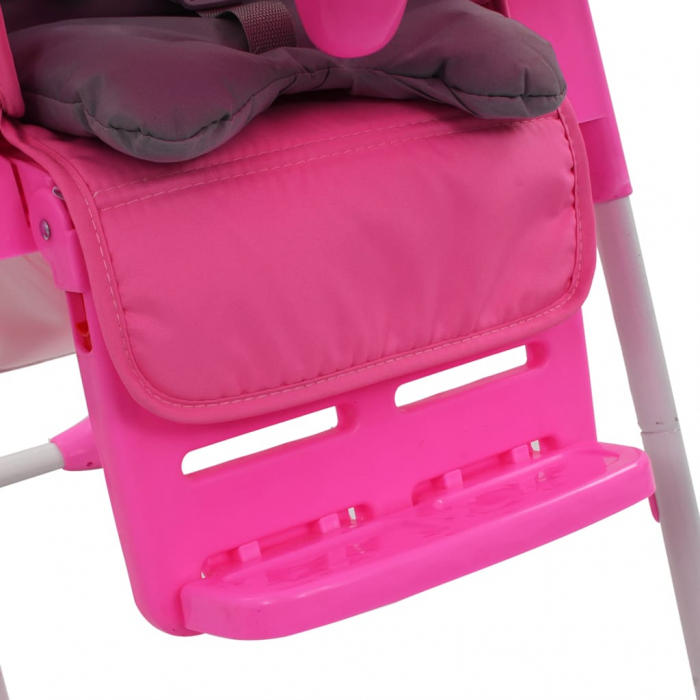 vidaXL Scaun de masă înalt pentru copii, roz și gri [10]