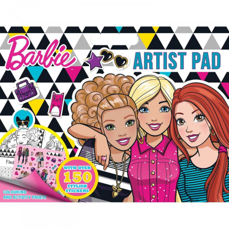 Carti de colorat - Bloc de colorat Barbie Artist Pad cu 150 stickere Alligator AB3331BAAR