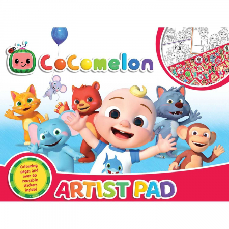 SCOALA SI GRADINITA - Bloc de colorat Cocomelon Artist Pad cu stickere Alligator AB3305CMAR