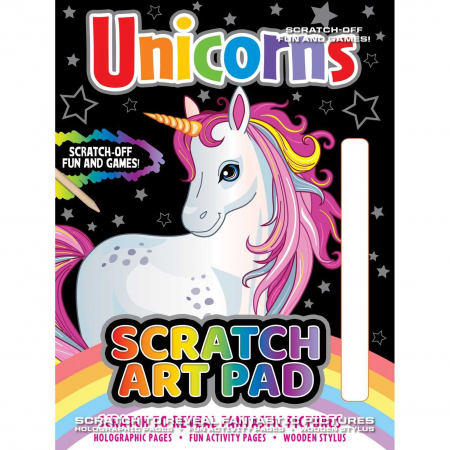 Activitati extracurriculare - Caiet cu Fise Razuibile si activitati Scratch Art Pad Unicorni Alligator AB3466UNSR
