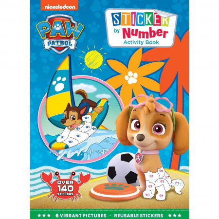 Activitati extracurriculare - Carte de activitati cu stickere pe numere Paw Patrol, 140 stickere Alligator AB3428PWSAB