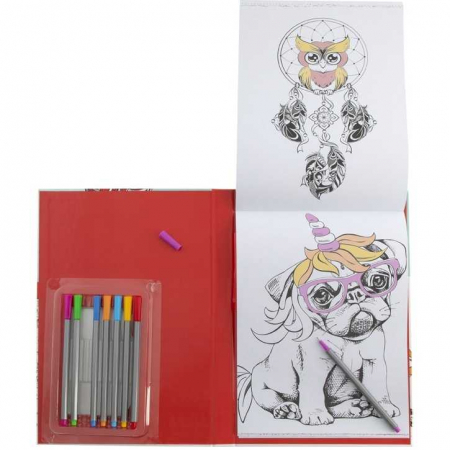 Carte de colorat adulti 33x22x3 cm, 48 desene si 8 carioci colorate incluse Grafix GR150032 [1]