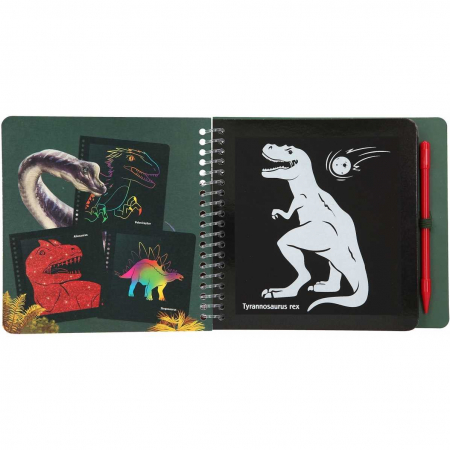 Carti de colorat - Carte Mini Magic Scratch Dino World Depesche PT10711