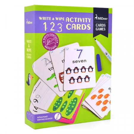 SCOALA SI GRADINITA - Cartonase Scrie si Sterge 123  Mideer MD1031