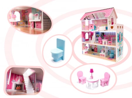 CASA DE PAPUSI DIN LEMN MDF 70CM LED ROZ [1]