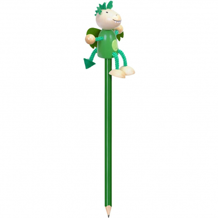 Instrumente de scris si desen - Creion cu figurina lemn Dragonul Verde Fiesta Crafts FCP-5165