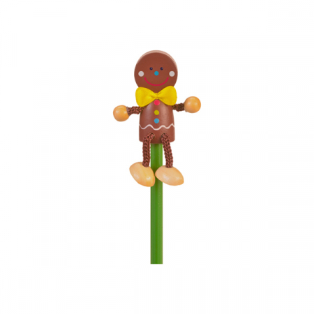 Instrumente de scris si desen - Creion cu figurina lemn Om Turta Dulce Fiesta Crafts FCP-5186