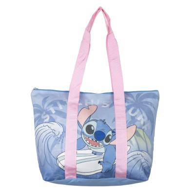 Posete-genti - Geanta plaja roz/albastru Stitch