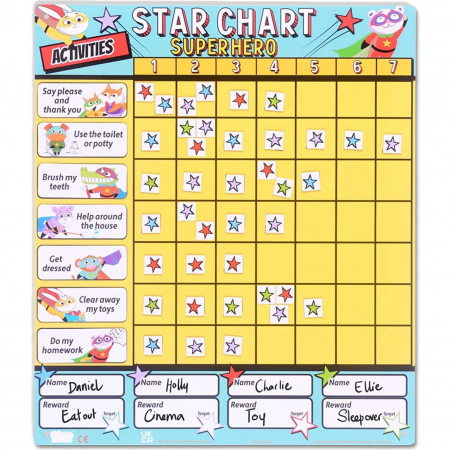 Jocuri Educative - Grafic magnetic de recompense pentru Supereroi, 35.5x31 cm Fiesta Crafts FCT-3055
