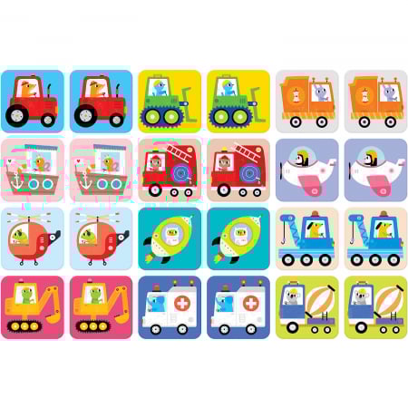Joc de memorie Suuuper Mare Vehicule, 24 piese, 16x16cm Banana Panda BP49111 [3]