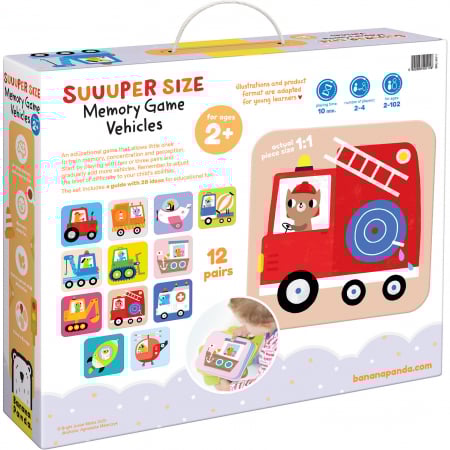 Joc de memorie Suuuper Mare Vehicule, 24 piese, 16x16cm Banana Panda BP49111 [2]