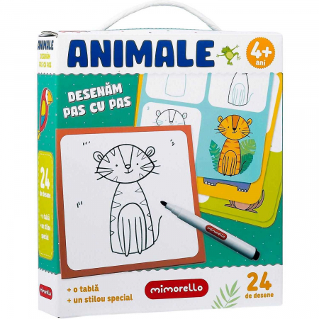 JOCURI SI JUCARII - Joc educativ Animale Desenam pas cu pas, 24 piese Mimorello EK6667