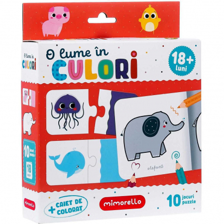 JOCURI SI JUCARII - Joc educativ Puzzle O lume in culori, 10 piese Mimorello EK6669