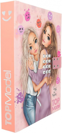 Jurnal Depesche TOPModel Happy Together 12421 cu cod numeric și sunet, carte roz cu motiv model și 80 de pagini cu linii, ilustrate colorat [2]