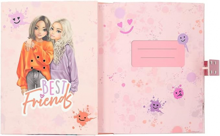 Jurnal Depesche TOPModel Happy Together 12421 cu cod numeric și sunet, carte roz cu motiv model și 80 de pagini cu linii, ilustrate colorat [1]