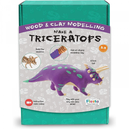 JOCURI SI JUCARII - Kit constructie lemn si argila - Triceratops Fiesta Crafts FCT-2957