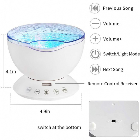 Lampa de veghe cu proiector si sunete Ocean Wave Bambinice BN022 [1]