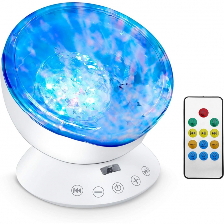 Accesorii Odihna - Lampa de veghe cu proiector si sunete Ocean Wave Bambinice BN022