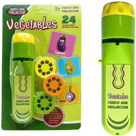 SCOALA SI GRADINITA - Lanterna proiector cu 3 diapozitive Legume Bambinice BN018
