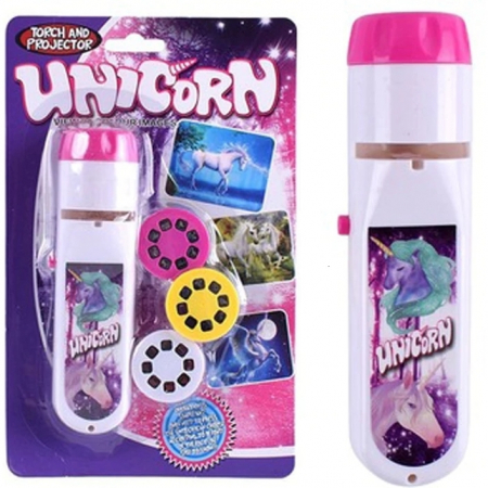 SCOALA SI GRADINITA - Lanterna proiector cu 3 diapozitive Unicorni Bambinice BN020
