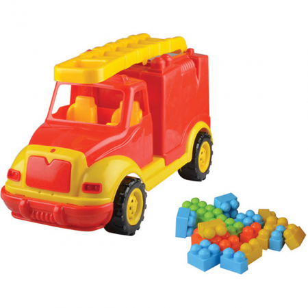 Jucarii de Constructie - Masina pompieri 43 cm cu 38 piese constructie, in cutie Ucar Toys UC85