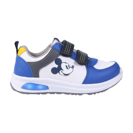 Incaltaminte baieti - Pantofi sport alb/albatru cu lumini led - Mickey
