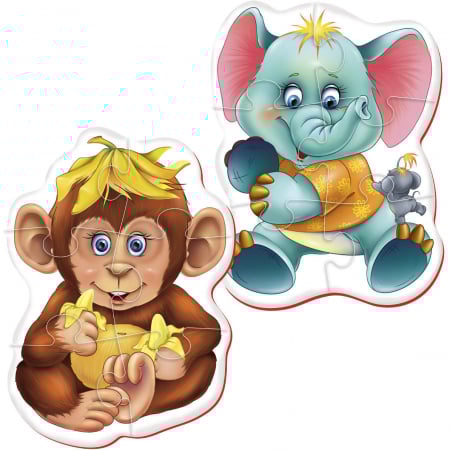 JOCURI SI JUCARII - Puzzle Bebe Maimutica-Elefantel Roter Kafer RK1101-03