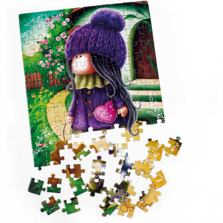 JOCURI SI JUCARII - Puzzle Cute doll with an elephant, 23x30 cm, 120 piese De.tail DT100-04