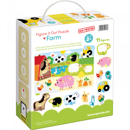 Puzzle educativ - Descopera animalele de la Ferma, 20 piese, 48x32cm Banana Panda BP49032 [2]