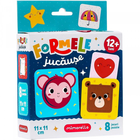 JOCURI SI JUCARII - Puzzle Formele jucause, 8 piese, 11x11 cm Mimorello EK6665